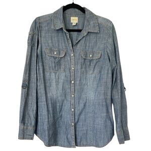 G.H. Bass & Co. Chambray Button Down Shirt Womens Medium Blue